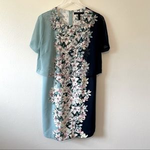 BCBGMaxAzria Kirsty Navy Floral Shift Dress M